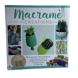 Macramé Creations Starter Kit Jute Cord‎ Beads Hanging Ring Instructional Book